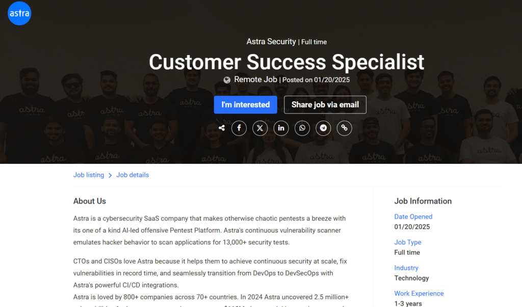Astra Work From Home Jobs | Hiring Experience for Customer Success Specialist Roles