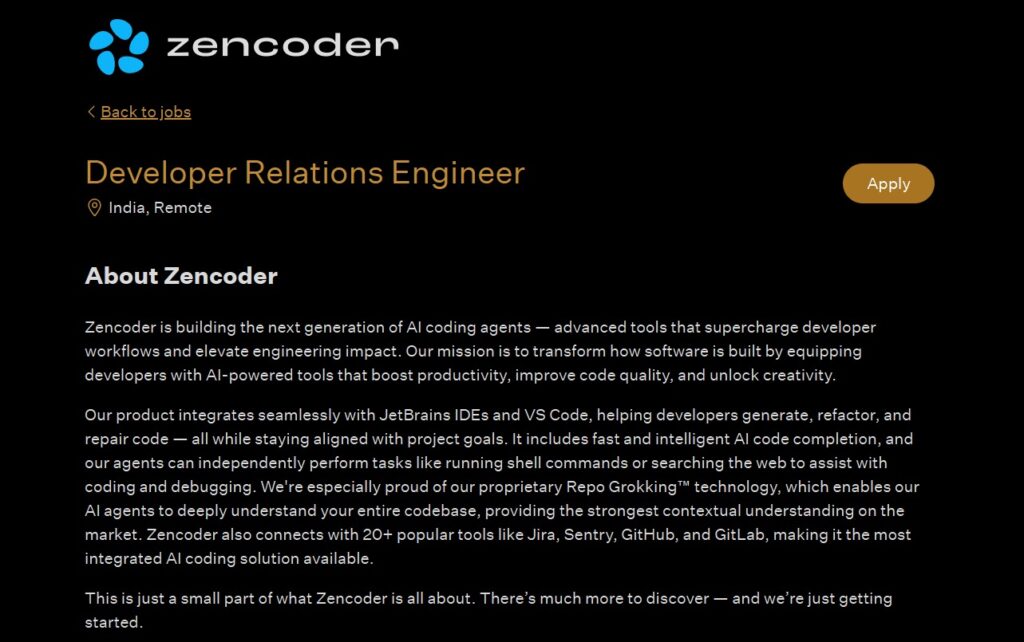 Zencoder Work From Home Job | Developer Relations Engineer | fresher