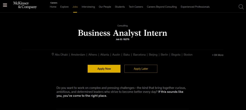 McKinsey Internship: Business Analyst Role for Freshers in India – Apply Now
